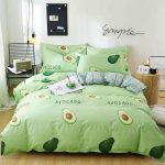 Bộ chăn ga gối đệm hình quả bơ màu xanh lá nhạt