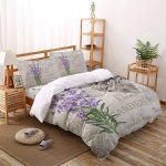 Bộ chăn ga gối họa tiết hoa oải hương phong cách vintage