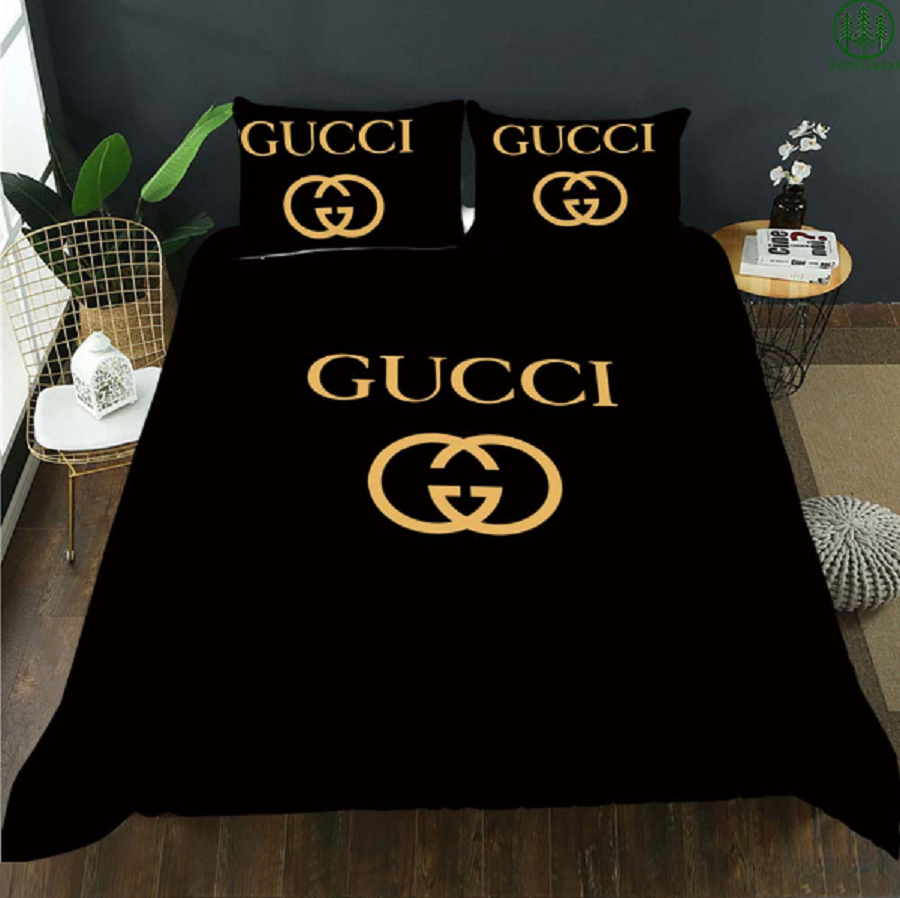 Chăn ga gối đệm Gucci màu đen