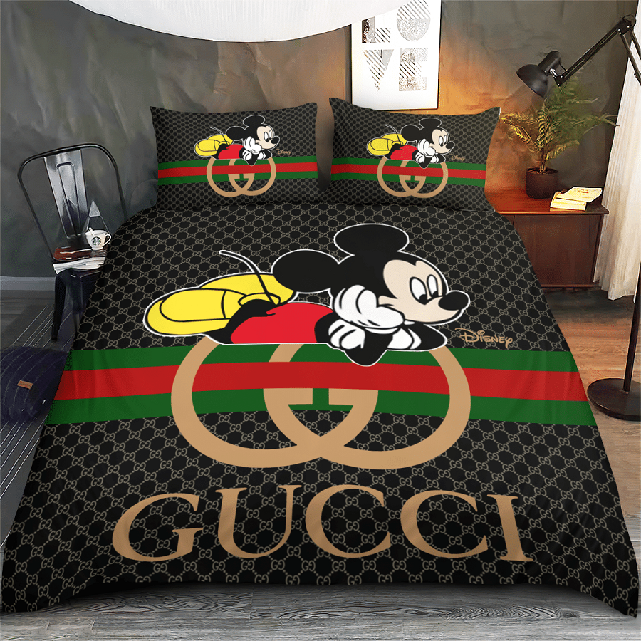 Chăn ga gối đệm Gucci chuột Mickey