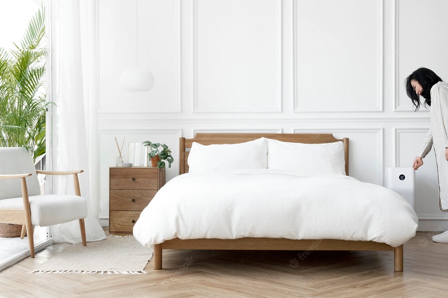 Chăn ga gối đệm màu trắng phù hợp với mọi phong cách thiết kế nội thất